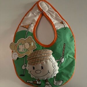 Russ vintage Green and Orange Golf-Themed Kids Bib